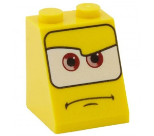 LEGO Yellow Slope 2 x 2 x 2 (65°) with Face with Brown Eyes with Bottom Tube (3678 / 70302)