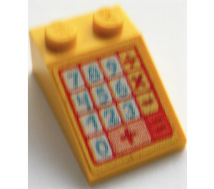 LEGO Yellow Slope 2 x 3 (25°) with Cash Register Sticker with Rough Surface (3298)
