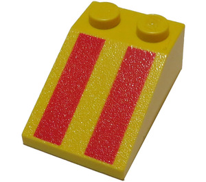 LEGO Gelb Steigung 2 x 3 (25°) mit rot Streifen mit rauer Oberfläche (3298)