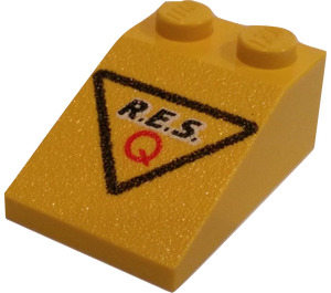 LEGO Gelb Schrägstein 2 x 3 (25°) mit Res-Q Logo mit rauer Oberfläche (3298 / 83179)