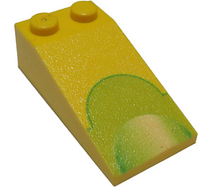 LEGO Amarillo Con pendiente 2 x 4 (18°) con Verde Half-Circles (30363 / 42123)