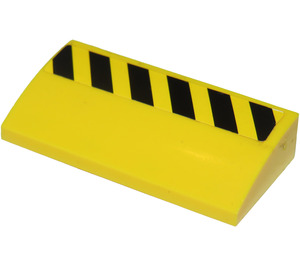 LEGO Gelb Steigung 2 x 4 Gebogen mit Schwarz und Gelb Danger Streifen (Links) Aufkleber mit Unterrohren (88930)