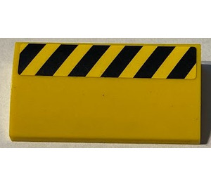 LEGO Yellow Slope 2 x 4 Curved with Black and Yellow Danger Stripes (Right) Sticker with Bottom Tubes (88930)
