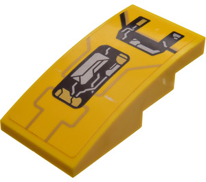 LEGO Yellow Slope 2 x 4 Curved with Circuitry (Left) Sticker (93606)