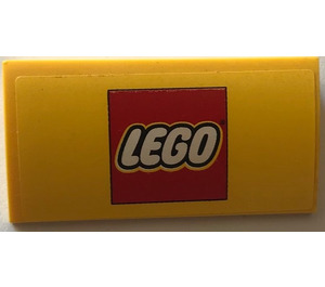 LEGO Yellow Slope 2 x 4 Curved with LEGO logo Sticker with Bottom Tubes (88930)