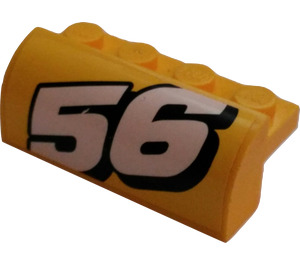 LEGO Yellow Slope 2 x 4 x 1.3 Curved with 56 (Left) Sticker (6081)