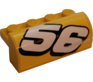 LEGO Yellow Slope 2 x 4 x 1.3 Curved with 56 (Right) Sticker (6081)
