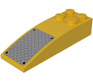 LEGO Giallo Pendenza 2 x 6 Curvo con Nero Rivets su Argento Cingolo Piastra Piccolo Adesivo (44126)