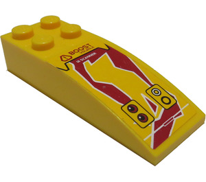 LEGO Yellow Slope 2 x 6 Curved with 'Boost Volatile' / 'R Scanner' Sticker (44126)