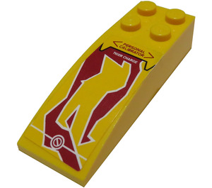 LEGO Giallo Pendenza 2 x 6 Curvo con 'Personal Calibrator' / 'Tigre Charge' Adesivo (44126)