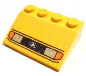 LEGO Yellow Slope 3 x 4 (25°) with Headlights and Black Lines Pattern (3297)