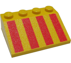 LEGO Geel Helling 3 x 4 (25°) met Rood Strepen (3297 / 82350)