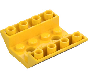 LEGO Gelb Schrägstein 4 x 4 (45°) Doppelt Invers mit Open Mitte (2 Löcher) (4854 / 72454)