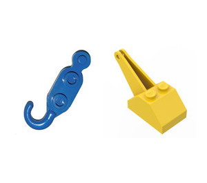 LEGO Giallo Slope 45° 2 x 3 x 1.3 Double with Blue Hook