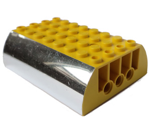 LEGO Geel Helling 6 x 8 x 2 Gebogen Dubbele met Chrome Zilver Zijkanten (45411 / 45697)