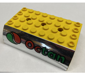LEGO Jaune Pente 6 x 8 x 2 Incurvé Double avec Octan logo (45411)