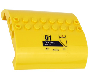 LEGO Yellow Slope 8 x 8 x 2 Curved Double with '01', 'CONTROL ROOM', 'ACCESS' Sticker (54095)