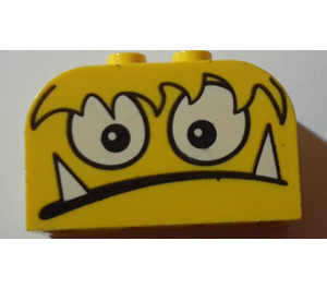 LEGO Jaune Pente Brique 2 x 4 x 2 Incurvé avec Monster Face (Pointu Les dents) (4744)