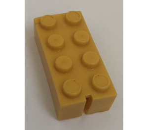 LEGO Geel Slotted Steen 2 x 4 zonder buizen aan de onderzijde, 1 sleuf