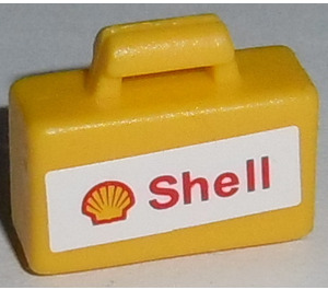 LEGO Gelb Klein Koffer mit Shell Logo und rot 'Shell' Aufkleber (4449)