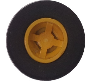 LEGO Geel Small Wheel With Slick Tyre (Round Hole)