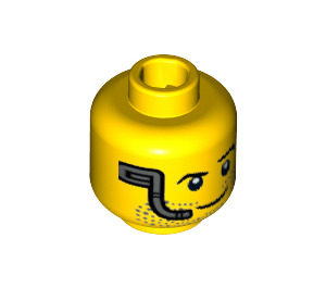 LEGO Yellow Space Miner Head with Stubble and Headset (Recessed Solid Stud) (3626 / 18174)