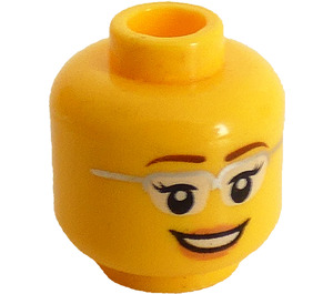 LEGO Yellow Space Scientist Head with Glasses (Recessed Solid Stud) (3626 / 21027)