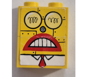 LEGO Žlutá Stickered Assembly with Robot SpongeBob SquarePants Head Sticker