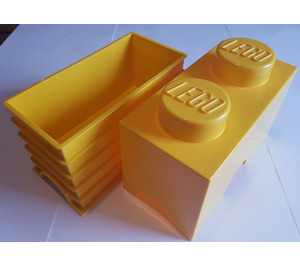 LEGO Yellow Storage Brick 1 x 2 (4002)