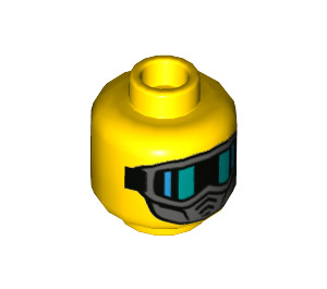 LEGO Yellow Stuntz Driver - Skull Torso Minifigure Head (Recessed Solid Stud) (3626 / 77740)