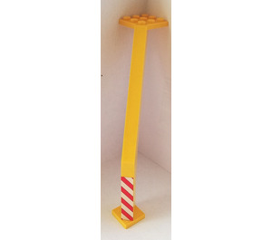 LEGO Yellow Support Crane Stand Single with Red and White Danger Stripes Sticker (2641)