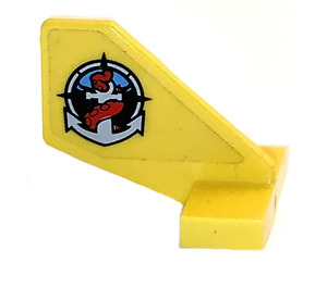 LEGO Yellow Tail 2 x 3 x 2 Fin with deep sea logo on right side Sticker (44661)