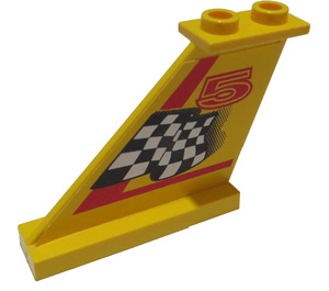 LEGO Jaune Queue 4 x 1 x 3 avec '5', Noir et blanc Checkered Drapeau (La gauche) Autocollant (2340)