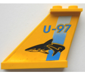 LEGO Yellow Tail 4 x 1 x 3 with U-97 and Shark Stickers (2340)