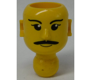 LEGO Gelb Technic Action Figure Kopf mit Mustache, Weiß Pupils (2707)