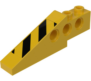 LEGO Yellow Technic Brick Wing 1 x 6 x 1.67 with Black and Yellow Danger Stripes Left Sticker (2744)