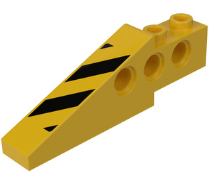 LEGO Jaune Technic Brique Aile 1 x 6 x 1.67 avec Noir et Jaune Danger Rayures Droite Autocollant (2744)