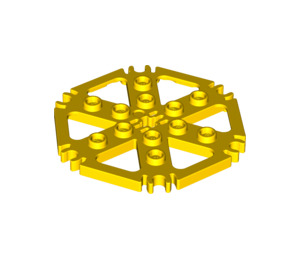 LEGO Jaune Technic assiette 6 x 6 Hexagonal avec Six Spokes et Clips avec goujons creux (64566)