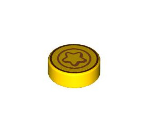 LEGO Yellow Tile 1 x 1 Round with Curved star (35380 / 106545)