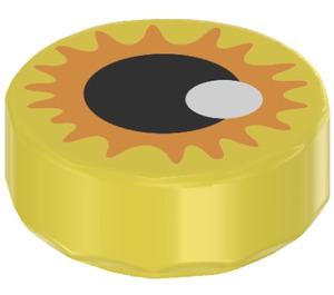 LEGO Yellow Tile 1 x 1 Round with Midnight Raven Eye (35380)