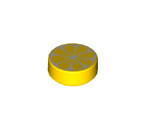 LEGO Geel Tegel 1 x 1 Rond met Sliced Lemon Decoratie (36711 / 98138)