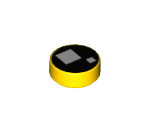 LEGO Yellow Tile 1 x 1 Round with White Squares on Black (39486 / 98138)