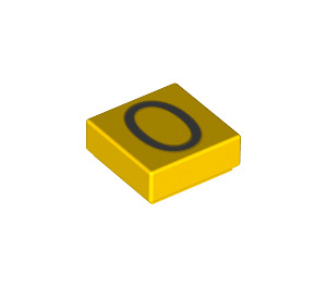 LEGO Gelb Fliese 1 x 1 mit "0" mit Nut (11619 / 13448)