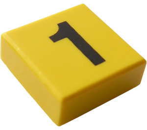 LEGO Yellow Tile 1 x 1 with Black "1" with Groove (3070)