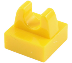LEGO Gelb Fliese 1 x 1 mit Clip (Kein Schnitt in der Mitte) (2555 / 12825)