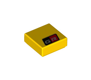 LEGO Gelb Fliese 1 x 1 mit "GR" mit Nut (3070 / 72298)