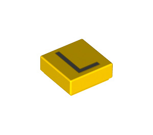 LEGO Geel Tegel 1 x 1 met Letter L met groef (11556 / 13420)