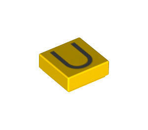 LEGO Yellow Tile 1 x 1 with Letter U with Groove (11583 / 13430)