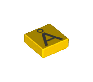 LEGO Geel Tegel 1 x 1 met Letter Å met groef (13438 / 51484)