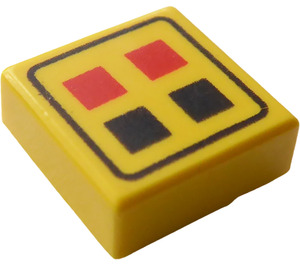 LEGO Jaune Tuile 1 x 1 avec rouge & Noir Buttons avec rainure (3070)